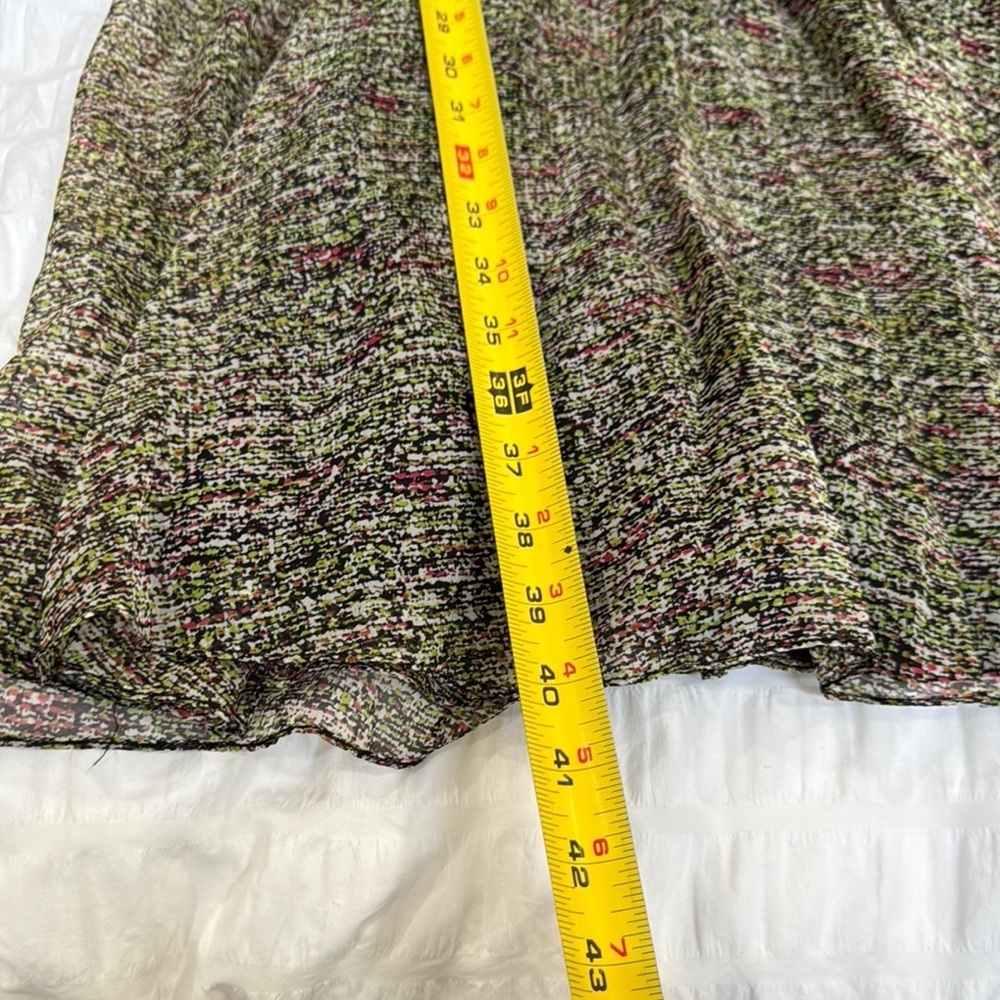 DKNY 100% silk v Neck Neck Green and Wine Midi Dress Size14 - Picture 9 of 9